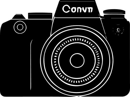 illustration of a camera on a white background in black and whiteのイラスト素材