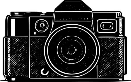 Retro Camera on a white background.Vector illustration ready for vinyl cutting.のイラスト素材