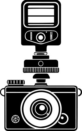Photographer's Camera with Action Camera. Vector Illustration Isolated on White Backgroundのイラスト素材