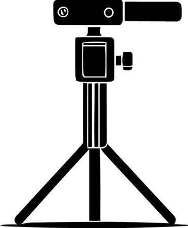Illustration of a camera on a tripod isolated on a white backgroundのイラスト素材