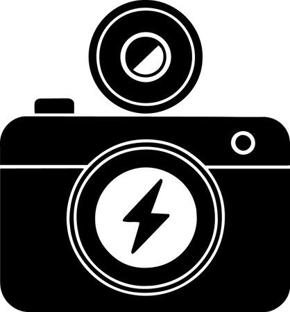 Photo camera black icon isolated on white background. Vector Illustration.のイラスト素材