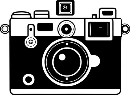 Illustration of a retro camera on a white background, vector illustrationのイラスト素材