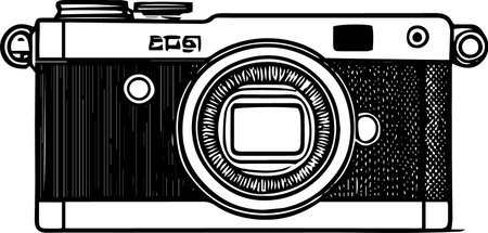 Retro Camera on a white background. Vector illustration ready for vinyl cutting.のイラスト素材