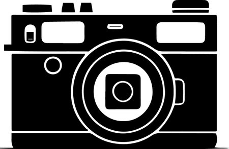 Black Photo Camera icon isolated on white background. Vector Illustration.のイラスト素材