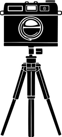 Camera on Tripod.Vector Illustration ready for vinyl cutting.のイラスト素材