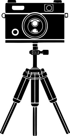 Illustration of a camera on a tripod isolated on a white backgroundのイラスト素材