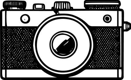 Vintage Camera.Vector Illustration ready for vinyl cutting on white background.のイラスト素材