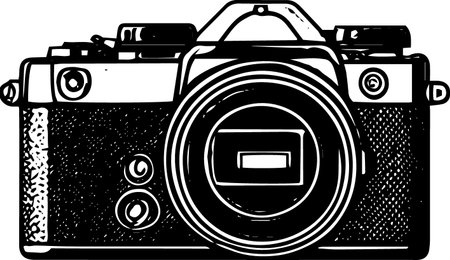 Vintage Camera.Vector illustration ready for vinyl cutting.Isolated on white background.のイラスト素材