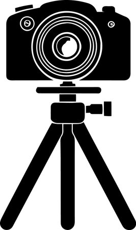 Camera on tripod icon isolated on white background. Vector Illustration.のイラスト素材