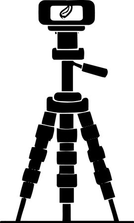 Illustration of a tripod with a camera on a tripod isolated on a white backgroundのイラスト素材