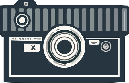 Illustration of a retro camera on a white background, vector illustrationのイラスト素材