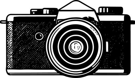 Vintage Camera on white background. Vector illustration ready for vinyl cutting.のイラスト素材