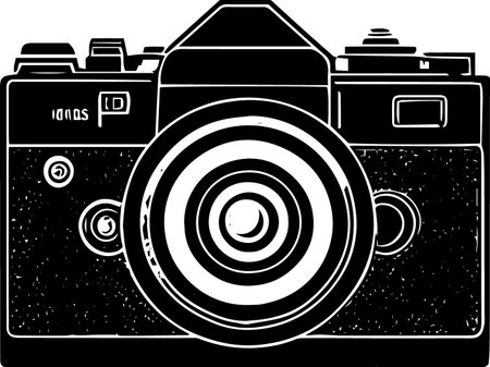 Illustration of a retro camera on a white background, vector illustrationのイラスト素材