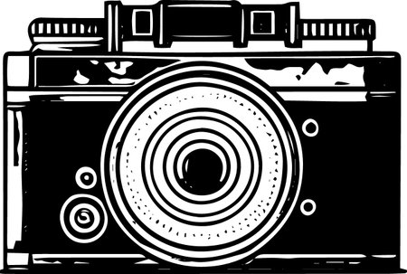 Vintage Camera on a white background.Vector illustration ready for vinyl cutting.のイラスト素材
