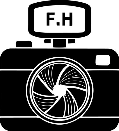 Photography camera with the letter F in the center. Vector illustration.のイラスト素材