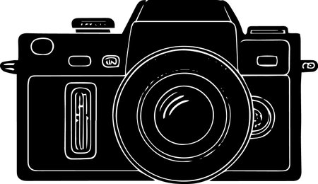 Illustration of a retro camera on a white background, vector illustrationのイラスト素材