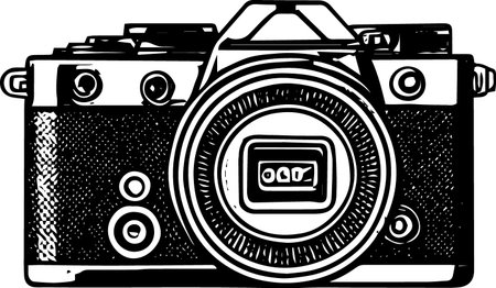 Old Camera.Vector illustration ready for vinyl cutting. Vinyl-ready.のイラスト素材