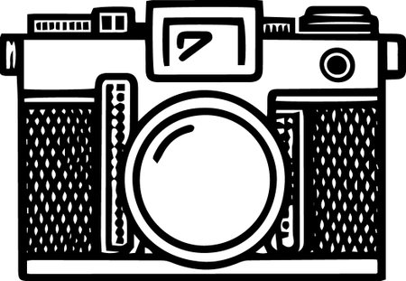 Retro Camera.Vector Illustration ready for vinyl cutting on white background.のイラスト素材