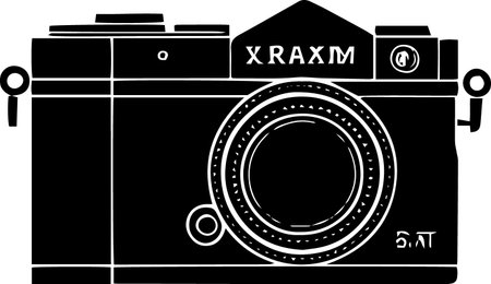 illustration of a camera with the word xmas on a white backgroundのイラスト素材
