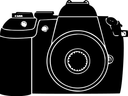Illustration of a Vintage Camera in Black and White with Copy Spaceのイラスト素材