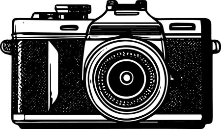 Retro Camera.Vector illustration ready for vinyl cutting.\""のイラスト素材