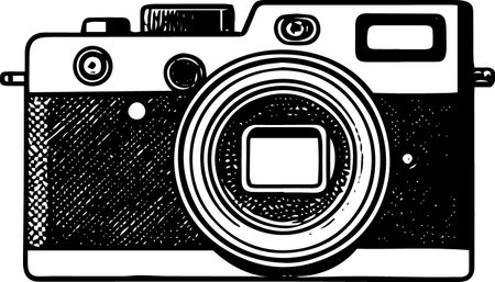 Retro camera.Vector illustration ready for vinyl cutting.Black and white.のイラスト素材