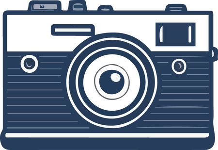 Illustration of a retro camera on a white background. Vector illustrationのイラスト素材
