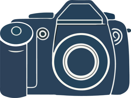 Illustration of a camera icon isolated on white background done in retro style.のイラスト素材