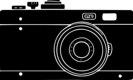 Illustration of a retro camera on a white background, vector illustrationのイラスト素材