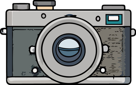 Cartoon Illustration of Camera or Photo Camera Icon for Coloring Bookのイラスト素材