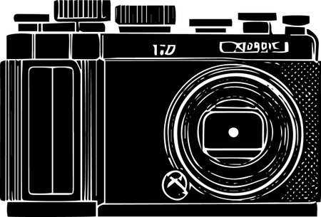 Vintage Camera.Vector illustration ready for vinyl cutting.Black and white.のイラスト素材