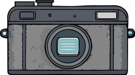 Illustration of a camera on a white background, done in cartoon style.のイラスト素材