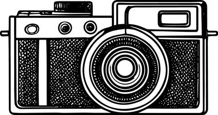 Retro Camera on a white background.Vector illustration ready for vinyl cutting.のイラスト素材