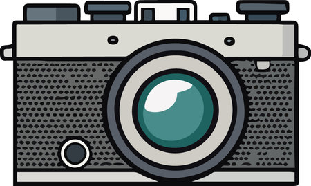 Retro camera on white background. Vector illustration of a retro camera.のイラスト素材