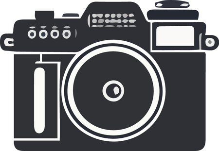 Illustration of a retro camera on a white background, vector illustrationのイラスト素材