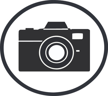 Camera vector icon. Black and white camera icon. Vector illustration.のイラスト素材