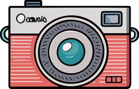 Illustration of a retro camera on a white background. Vector illustrationのイラスト素材