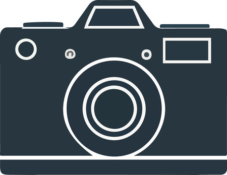 Camera icon on white background, vector illustration. Flat design style.のイラスト素材