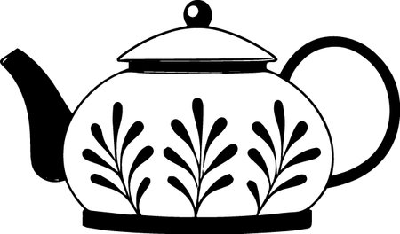 Teapot with floral ornament. Vector illustration ready for vinyl cutting.のイラスト素材