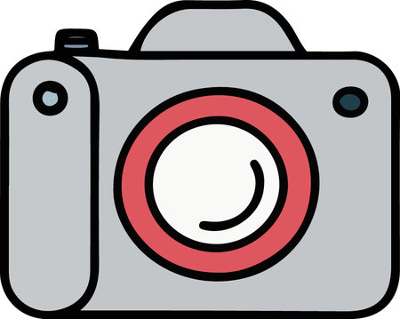 This is an illustration of a digital camera that is used to take pictures.のイラスト素材