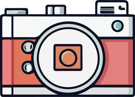 Illustration of a retro camera on a white background, vector illustrationのイラスト素材