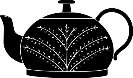teapot with a pattern on a white background, vector illustrationのイラスト素材