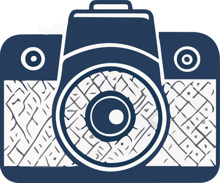 Illustration of a camera icon on isolated background done in retro style.のイラスト素材