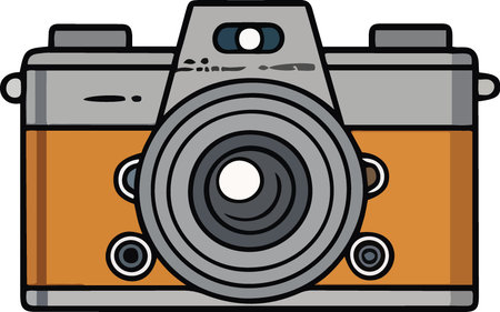 Illustration of a retro camera on a white background, vector illustrationのイラスト素材