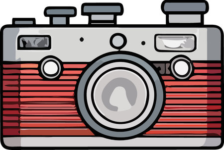 Illustration of a vintage camera on white background, vector illustration.のイラスト素材