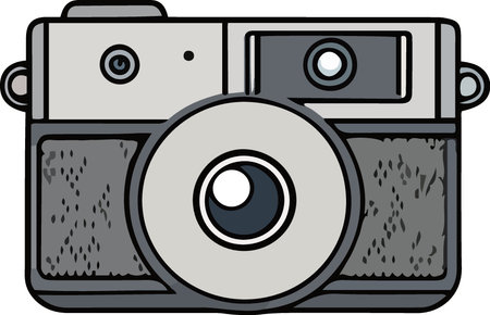 Illustration of an old film camera on a white background, vector illustrationのイラスト素材