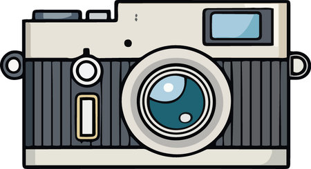 Illustration of a Vintage Camera in a Retro Style on White Backgroundのイラスト素材