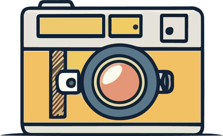 Illustration of a retro camera on isolated white background done in cartoon style.のイラスト素材