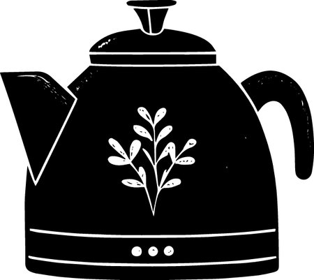 Teapot with leaf.Vector illustration ready for vinyl cutting.のイラスト素材