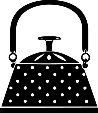 Illustration of a teapot with polka dots on a white backgroundのイラスト素材